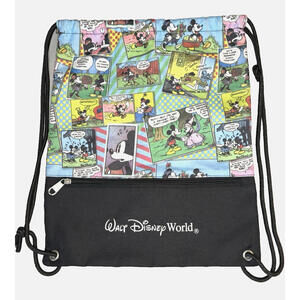Walt Disney World Mickey Minnie Mouse Comic Strip Drawstring Cinch Backpack EUC